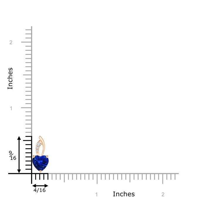 6mm AAAA Blue Sapphire Heart Pendant with Diamond Accents in Rose Gold product image