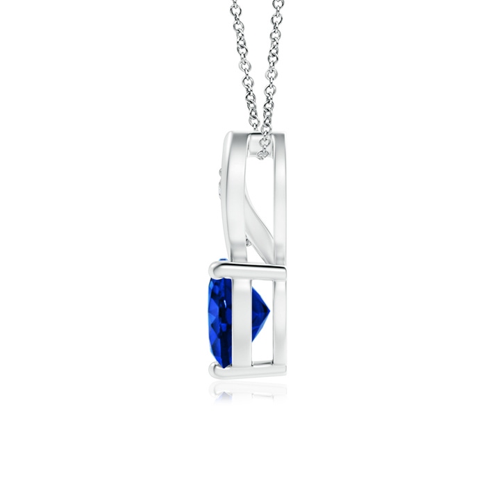 6mm AAAA Blue Sapphire Heart Pendant with Diamond Accents in White Gold product image