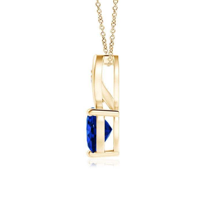 6mm AAAA Blue Sapphire Heart Pendant with Diamond Accents in Yellow Gold product image