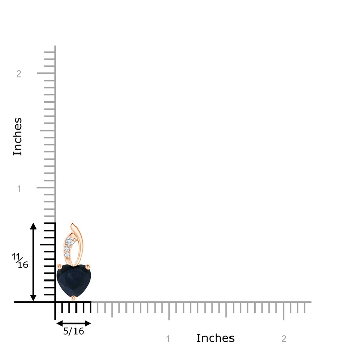 7mm A Blue Sapphire Heart Pendant with Diamond Accents in Rose Gold product image