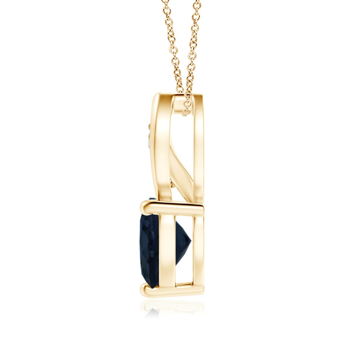 7mm A Blue Sapphire Heart Pendant with Diamond Accents in Yellow Gold product image