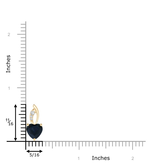 7mm A Blue Sapphire Heart Pendant with Diamond Accents in Yellow Gold product image