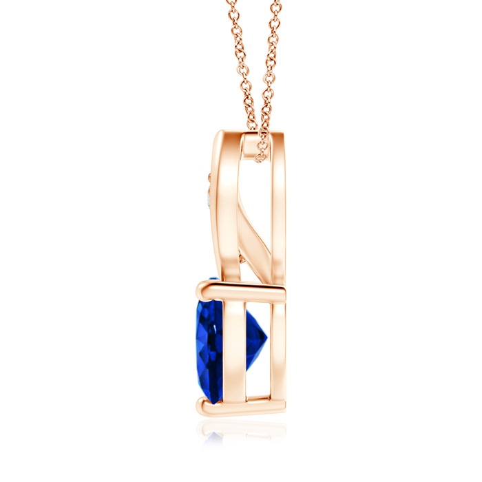 7mm AAAA Blue Sapphire Heart Pendant with Diamond Accents in Rose Gold product image