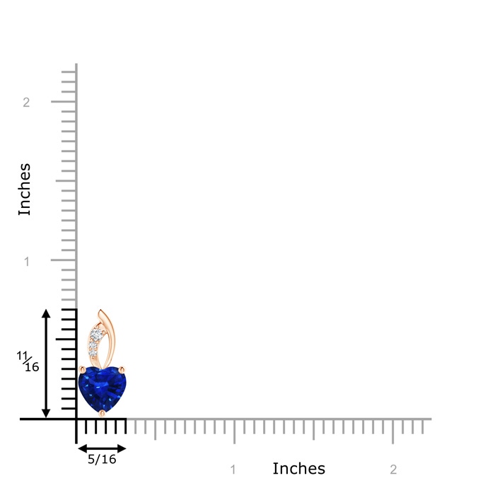7mm AAAA Blue Sapphire Heart Pendant with Diamond Accents in Rose Gold product image