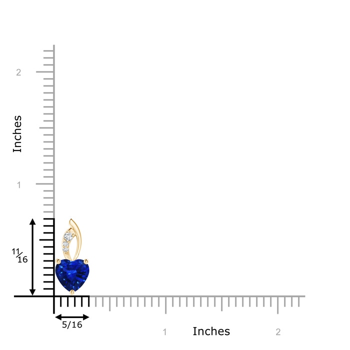 7mm AAAA Blue Sapphire Heart Pendant with Diamond Accents in Yellow Gold product image