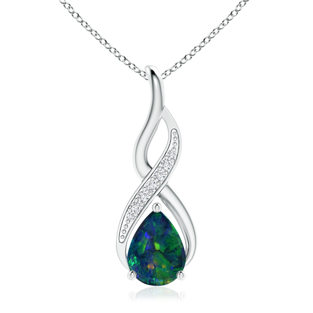 13.16x9.81x2.89mm AAA GIA Certified Black Opal Infinity Swirl Pendant with Diamonds in P950 Platinum