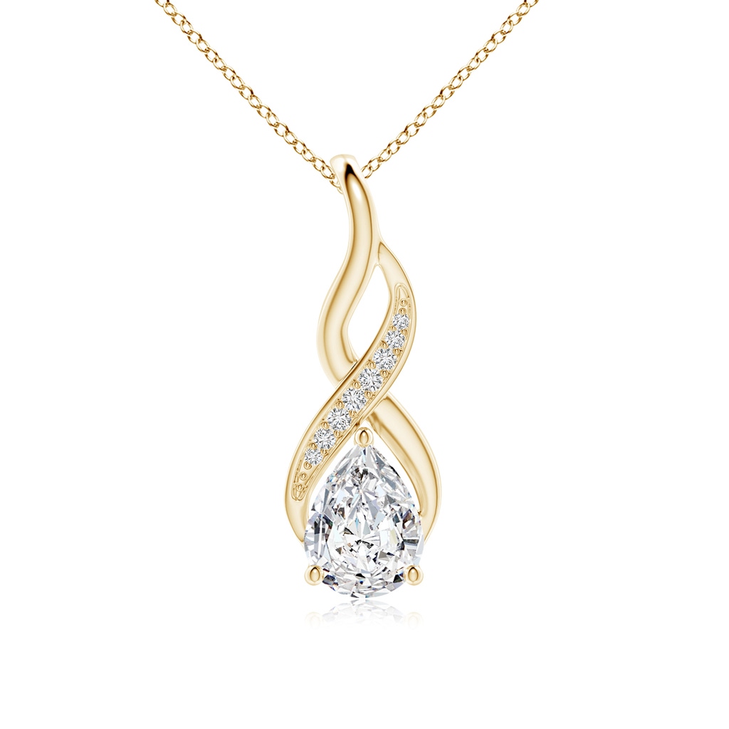 8.5x6.5mm HSI2 Diamond Infinity Swirl Pendant with Accents in Yellow Gold