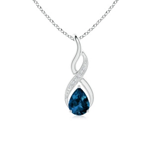 7x5mm AAAA London Blue Topaz Infinity Swirl Pendant with Diamonds in P950 Platinum