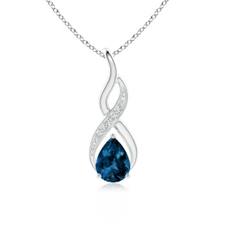 8x6mm AAAA London Blue Topaz Infinity Swirl Pendant with Diamonds in P950 Platinum