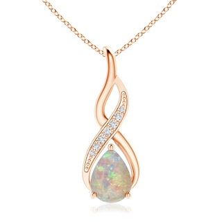 14.07x10.06x3.26mm AAAA GIA Certified Opal Infinity Swirl Pendant with Diamonds in 10K Rose Gold