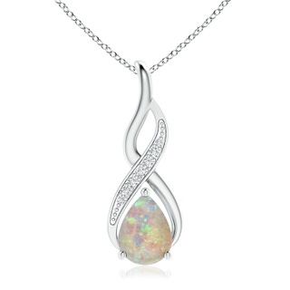 14.07x10.06x3.26mm AAAA GIA Certified Opal Infinity Swirl Pendant with Diamonds in White Gold