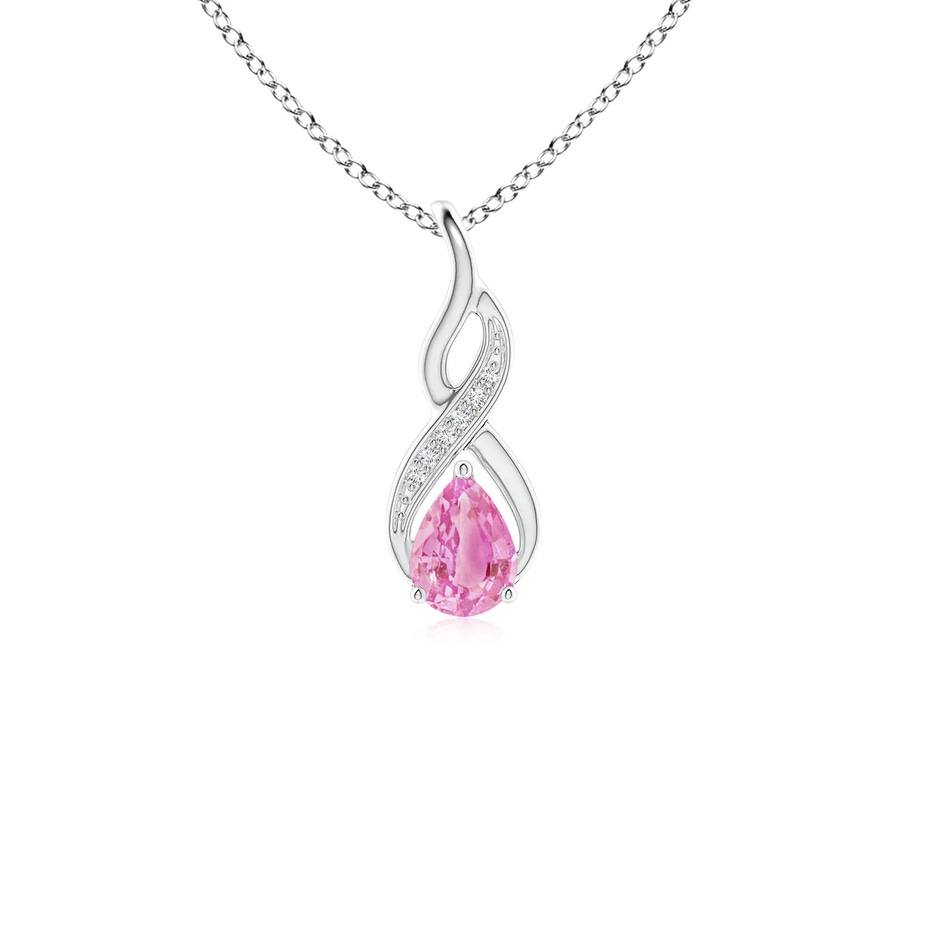 6x4mm A Pink Sapphire Infinity Swirl Pendant with Diamonds in P950 Platinum 