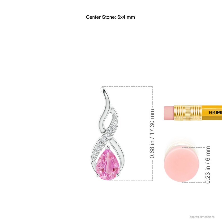 6x4mm A Pink Sapphire Infinity Swirl Pendant with Diamonds in P950 Platinum ruler
