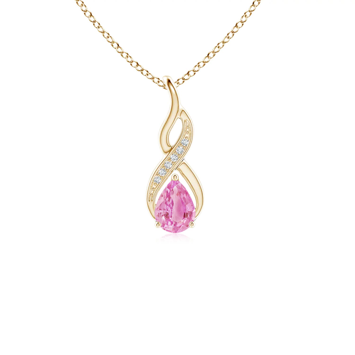 Image Representation of the Yellow Gold Pink Sapphire Necklaces & Pendants