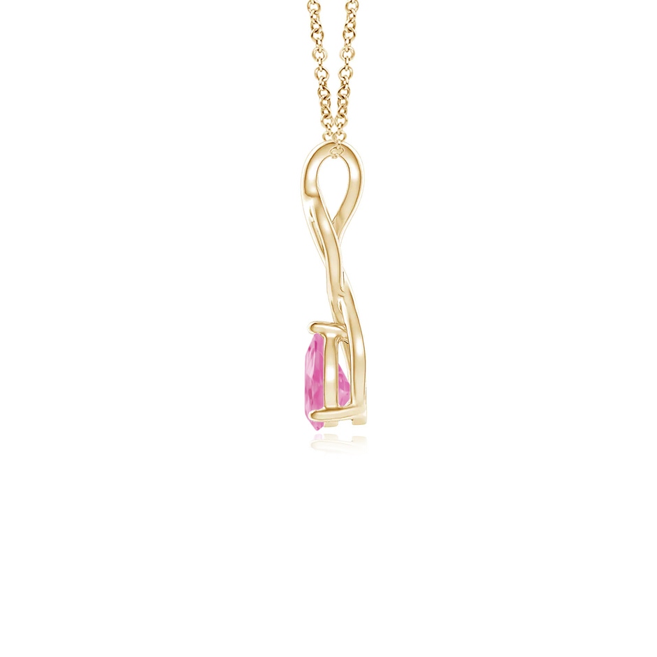 6x4mm A Pink Sapphire Infinity Swirl Pendant with Diamonds in Yellow Gold side 199
