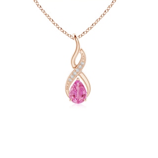 6x4mm AA Pink Sapphire Infinity Swirl Pendant with Diamonds in 9K Rose Gold