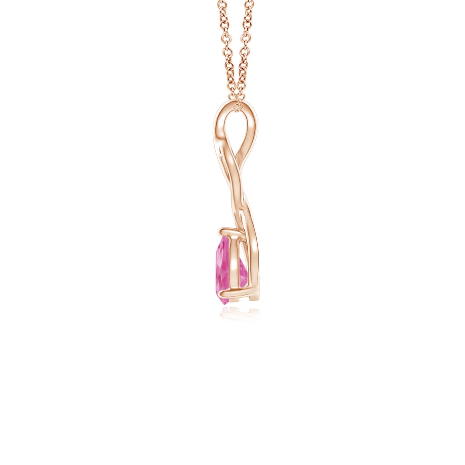 6x4mm AA Pink Sapphire Infinity Swirl Pendant with Diamonds in 9K Rose Gold side 199