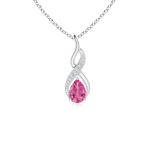 6x4mm AAA Pink Sapphire Infinity Swirl Pendant with Diamonds in White Gold