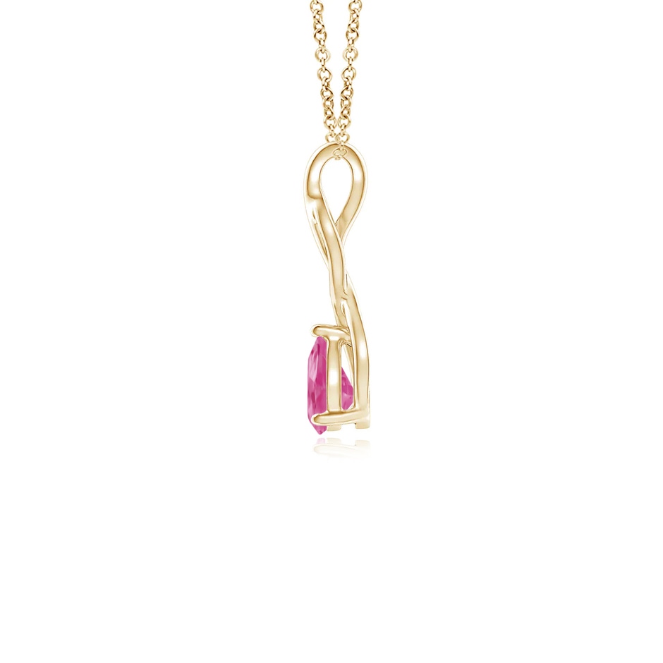 6x4mm AAA Pink Sapphire Infinity Swirl Pendant with Diamonds in Yellow Gold side 199