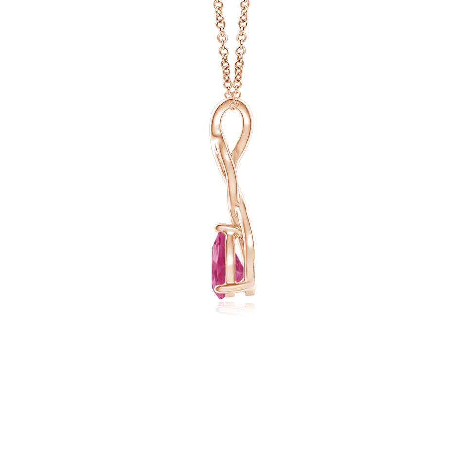 6x4mm AAAA Pink Sapphire Infinity Swirl Pendant with Diamonds in 9K Rose Gold side 199
