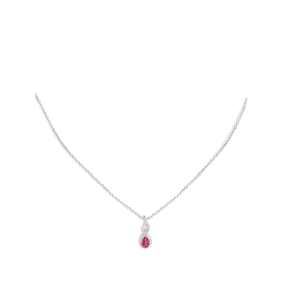 6x4mm AAAA Pink Sapphire Infinity Swirl Pendant with Diamonds in P950 Platinum pen
