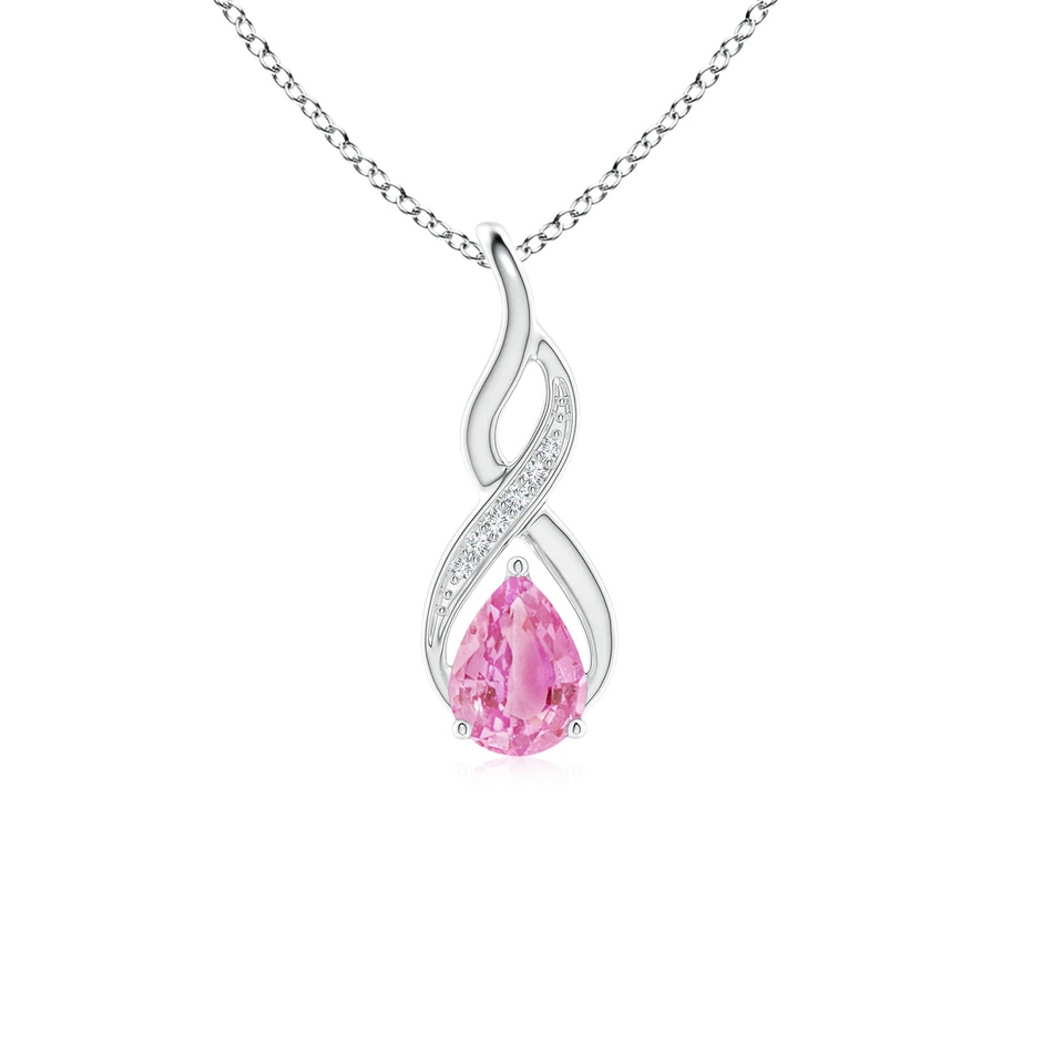 7x5mm A Pink Sapphire Infinity Swirl Pendant with Diamonds in P950 Platinum 