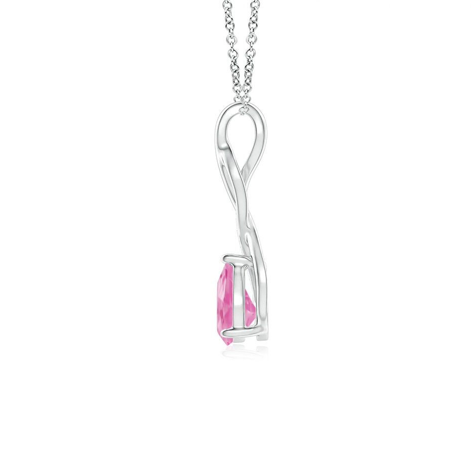 7x5mm A Pink Sapphire Infinity Swirl Pendant with Diamonds in White Gold side 199