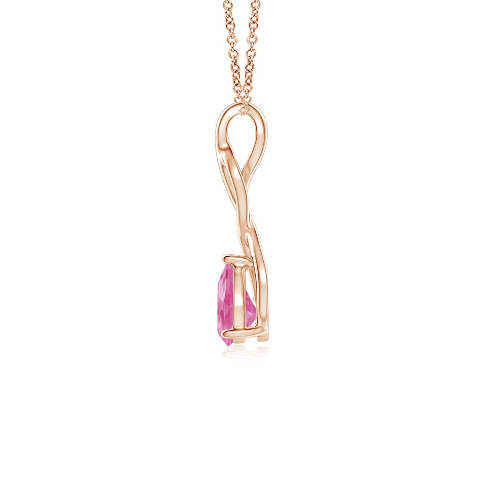 7x5mm AA Pink Sapphire Infinity Swirl Pendant with Diamonds in Rose Gold side 199