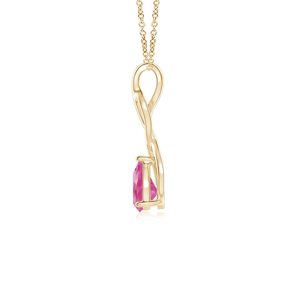 7x5mm AAA Pink Sapphire Infinity Swirl Pendant with Diamonds in Yellow Gold side 199
