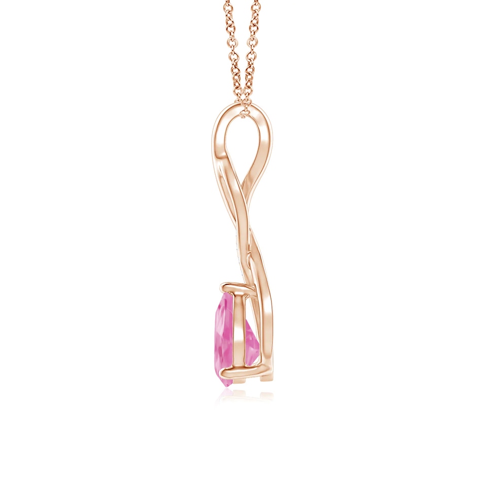 8x6mm A Pink Sapphire Infinity Swirl Pendant with Diamonds in Rose Gold side 199