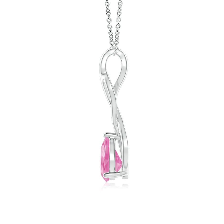 8x6mm A Pink Sapphire Infinity Swirl Pendant with Diamonds in White Gold side 199
