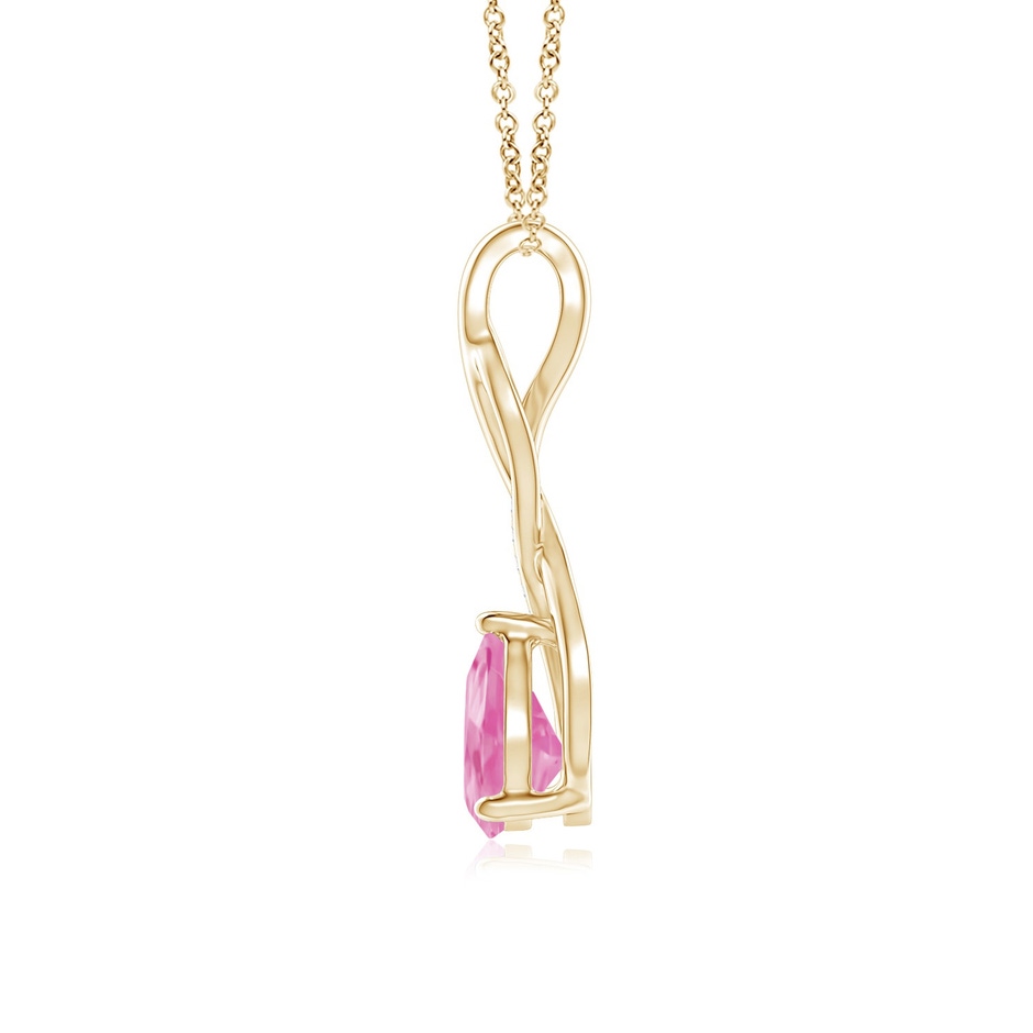 8x6mm A Pink Sapphire Infinity Swirl Pendant with Diamonds in Yellow Gold side 199