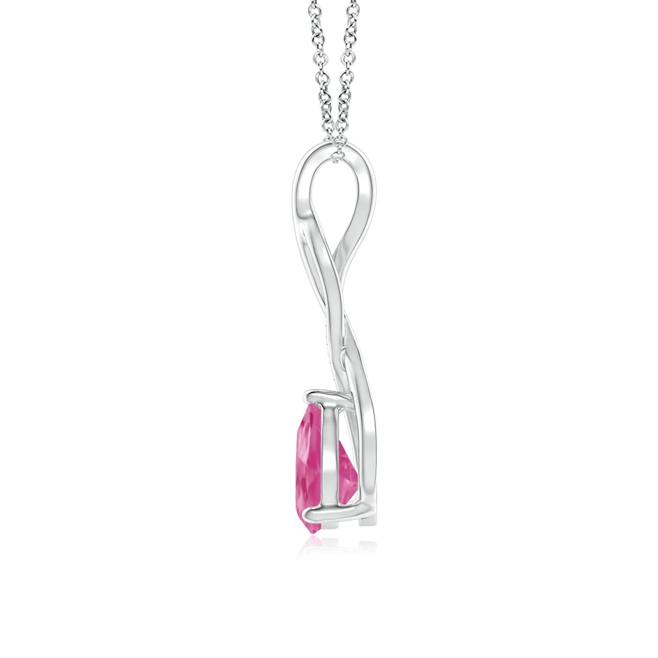 8x6mm AAA Pink Sapphire Infinity Swirl Pendant with Diamonds in White Gold side 199