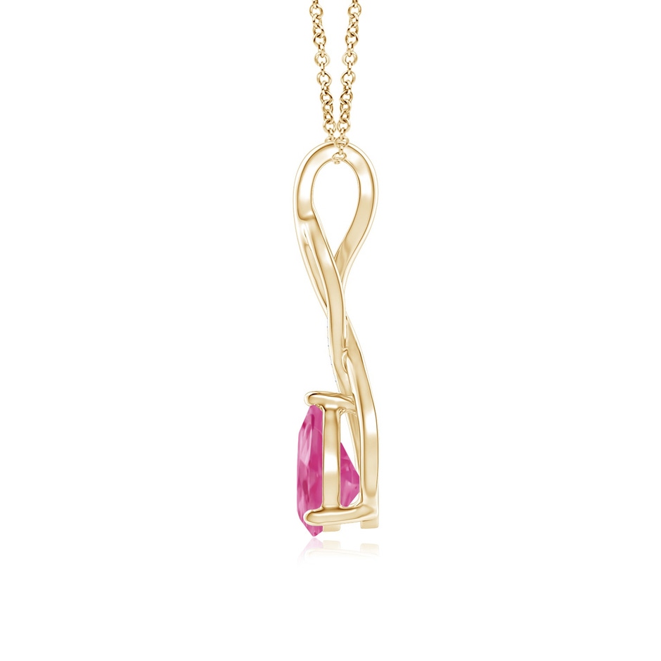 8x6mm AAA Pink Sapphire Infinity Swirl Pendant with Diamonds in Yellow Gold side 199