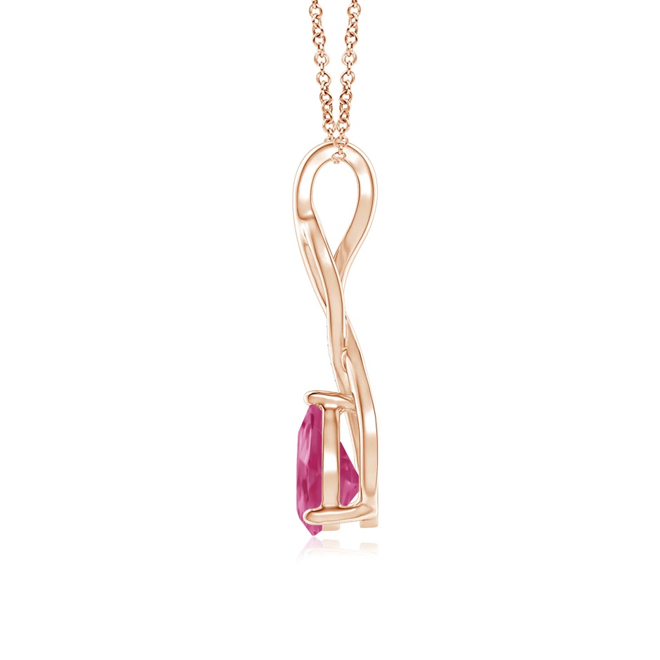 8x6mm AAAA Pink Sapphire Infinity Swirl Pendant with Diamonds in Rose Gold side 199