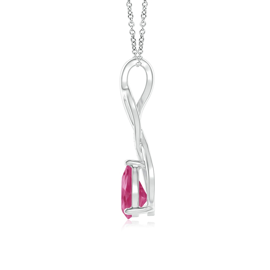 8x6mm AAAA Pink Sapphire Infinity Swirl Pendant with Diamonds in White Gold side 199