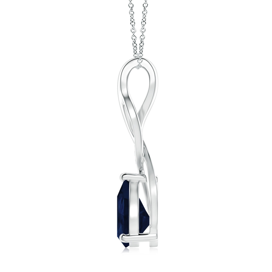 10x8mm A Blue Sapphire Infinity Swirl Pendant with Diamonds in White Gold side 199