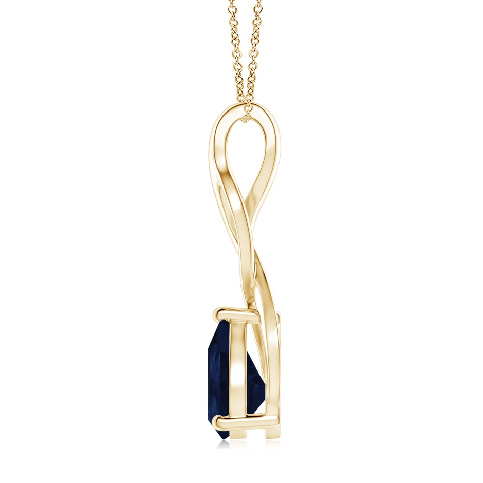 10x8mm A Blue Sapphire Infinity Swirl Pendant with Diamonds in Yellow Gold side 199