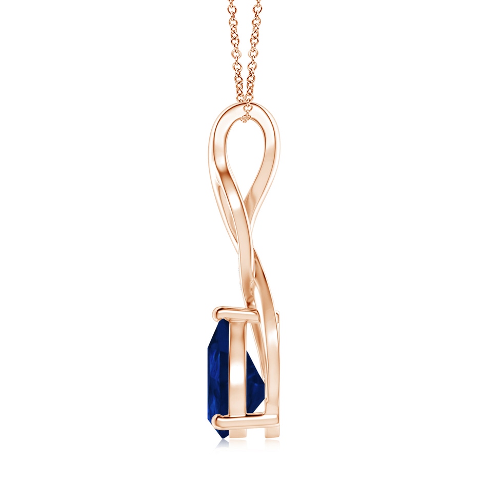 10x8mm AA Blue Sapphire Infinity Swirl Pendant with Diamonds in Rose Gold side 199