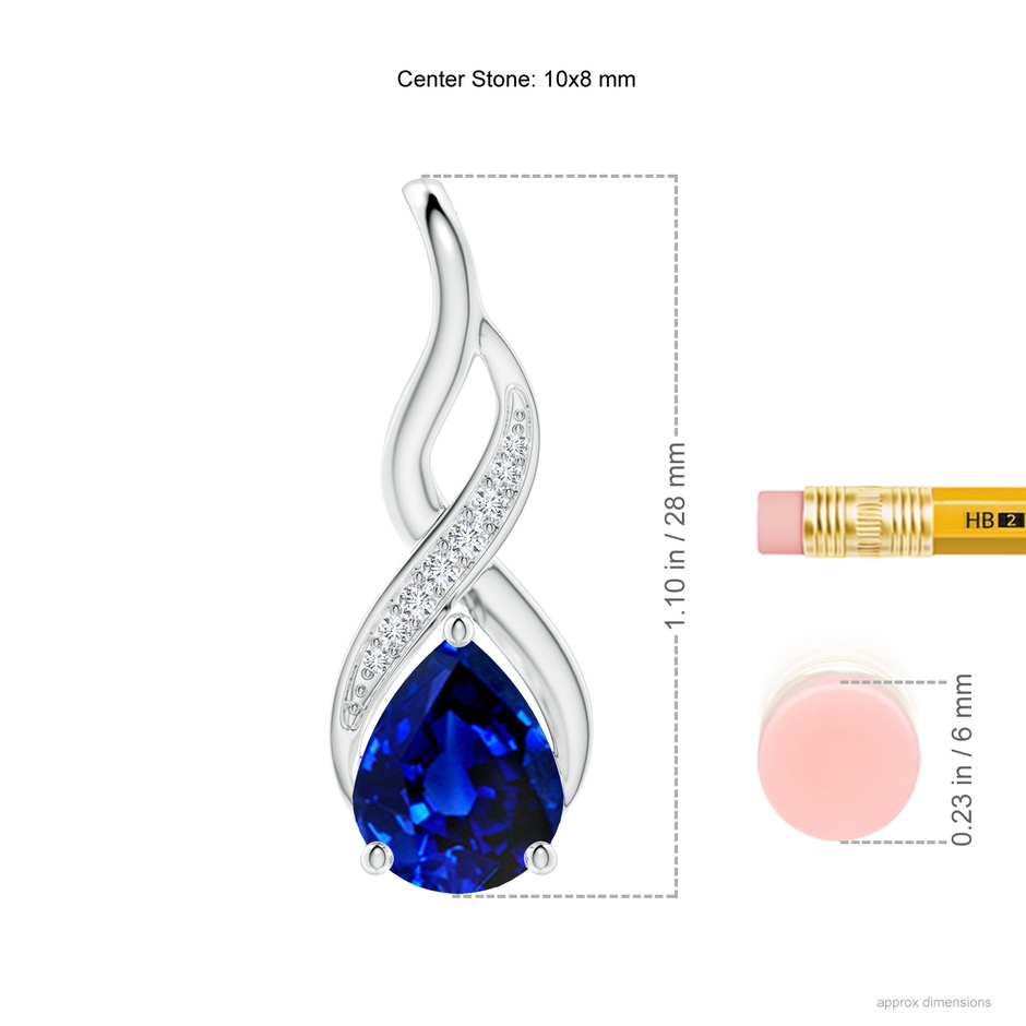 10x8mm Lab-Grown Blue Sapphire Infinity Swirl Pendant with Diamonds in 18K White Gold ruler