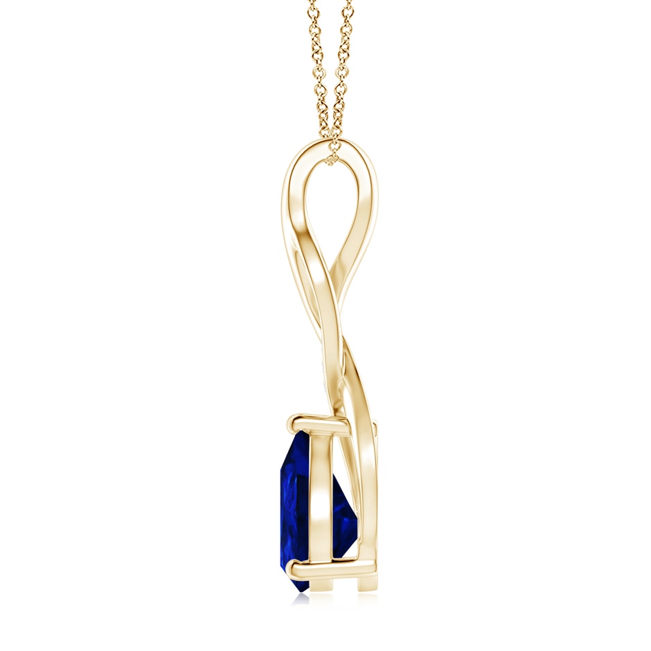 10x8mm Lab-Grown Blue Sapphire Infinity Swirl Pendant with Diamonds in 18K Yellow Gold side 199