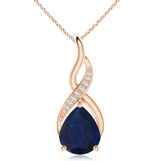 12x10mm A Blue Sapphire Infinity Swirl Pendant with Diamonds in 18K Rose Gold