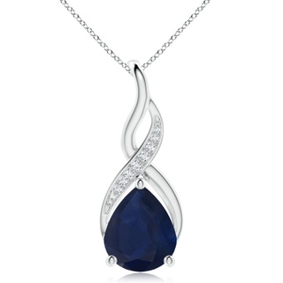 12x10mm A Blue Sapphire Infinity Swirl Pendant with Diamonds in P950 Platinum