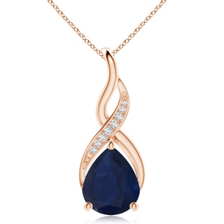 12x10mm A Blue Sapphire Infinity Swirl Pendant with Diamonds in Rose Gold