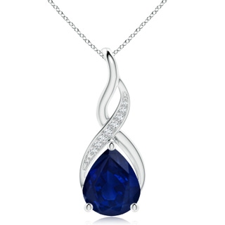 12x10mm AA Blue Sapphire Infinity Swirl Pendant with Diamonds in P950 Platinum