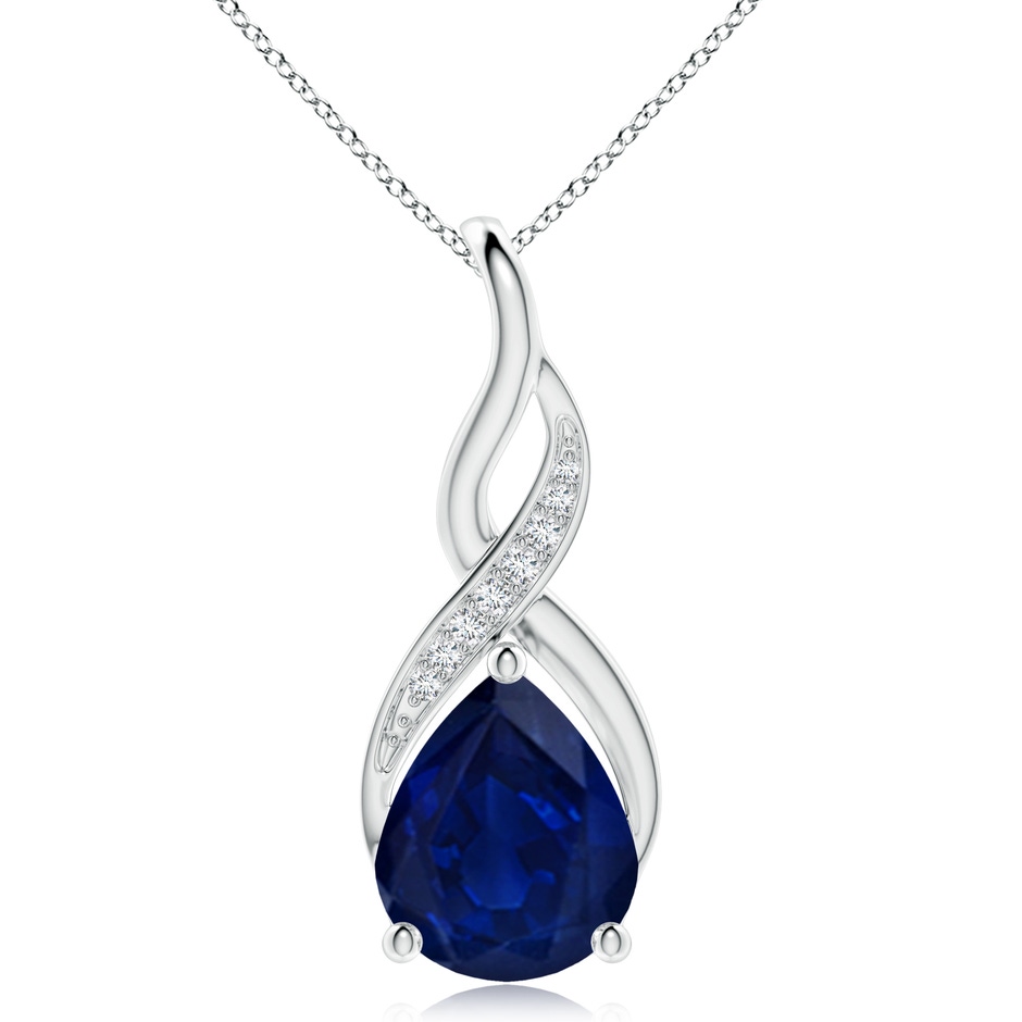 12x10mm AA Blue Sapphire Infinity Swirl Pendant with Diamonds in P950 Platinum 