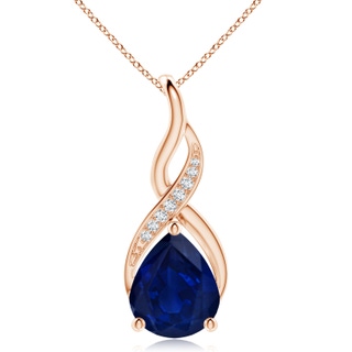 12x10mm AA Blue Sapphire Infinity Swirl Pendant with Diamonds in Rose Gold