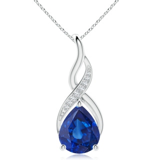 12x10mm AAA Blue Sapphire Infinity Swirl Pendant with Diamonds in P950 Platinum