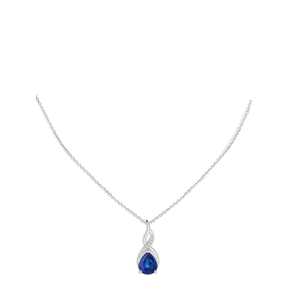 12x10mm AAA Blue Sapphire Infinity Swirl Pendant with Diamonds in P950 Platinum pen