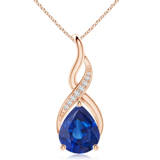 12x10mm AAA Blue Sapphire Infinity Swirl Pendant with Diamonds in Rose Gold